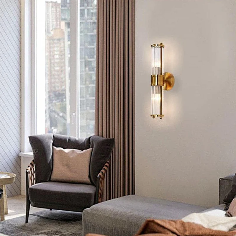 Wandlamp Goud IJzer & Glas LED Badkamer Woonkamer Slaapkamer Elegante Verlichting met Verstelbare Lichtkleur | Sansoti