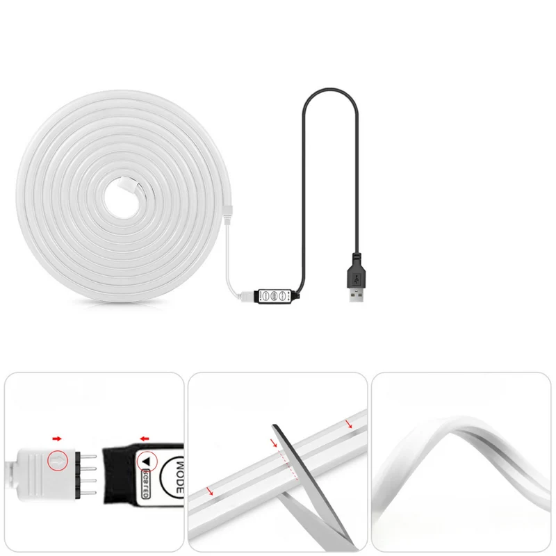Slimme LED-strip met App-bediening Muziekmodus Bewegingssensor Flexibel Multicolor 100-500cm Sfeerverlichting | Sansoti
