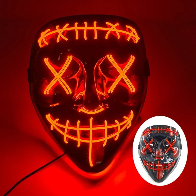 LED Masker met Neon Lichteffect voor Halloween Feesten Cosplay Verkleedpartijen Carnaval Festival Events | Sansoti