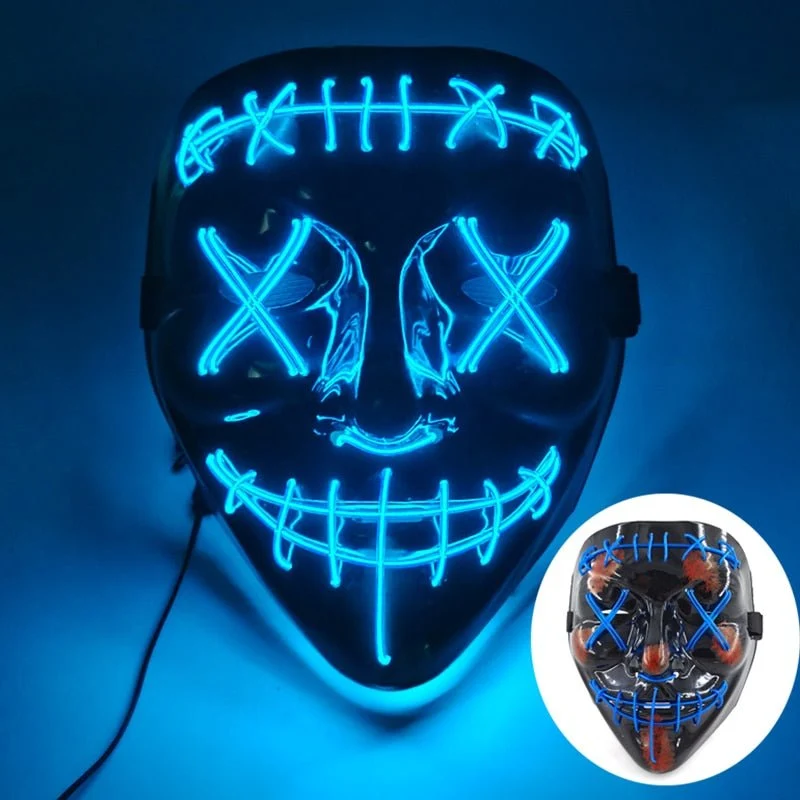 LED Masker met Neon Lichteffect voor Halloween Feesten Cosplay Verkleedpartijen Carnaval Festival Events | Sansoti