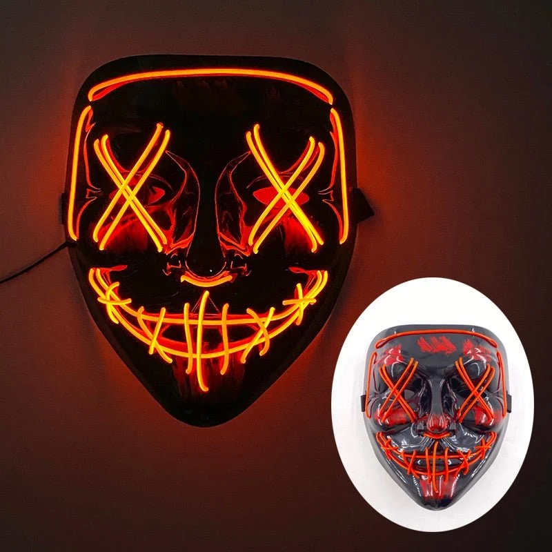 LED Masker met Neon Lichteffect voor Halloween Feesten Cosplay Verkleedpartijen Carnaval Festival Events | Sansoti