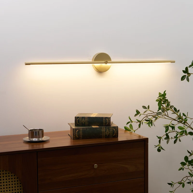 Edge Lineaire LED Wandlamp – 68/98/128 cm – Zwart/Goud – Warm/Neutraal/Koel Wit – Dimbaar Beschikbaar – Badkamer/Spiegel/Kunstverlichting | Sansoti
