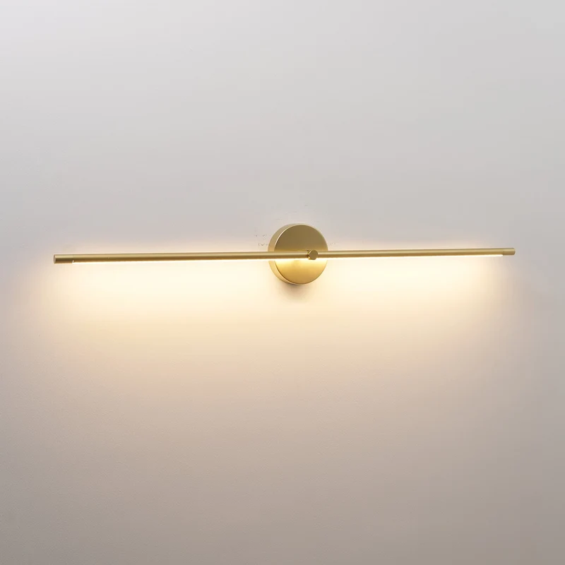Edge Lineaire LED Wandlamp – 68/98/128 cm – Zwart/Goud – Warm/Neutraal/Koel Wit – Dimbaar Beschikbaar – Badkamer/Spiegel/Kunstverlichting | Sansoti
