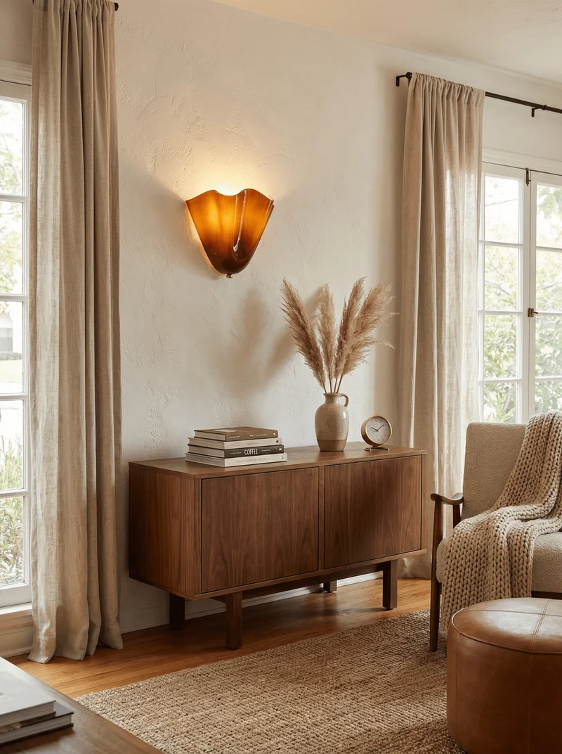 Petalia Wandlamp — Sculptural Petal-Geïnspireerde Glazen Wandverlichting met G9 Fitting en Hardwired Installatie (28 × 25 × 13 cm) | Sansoti