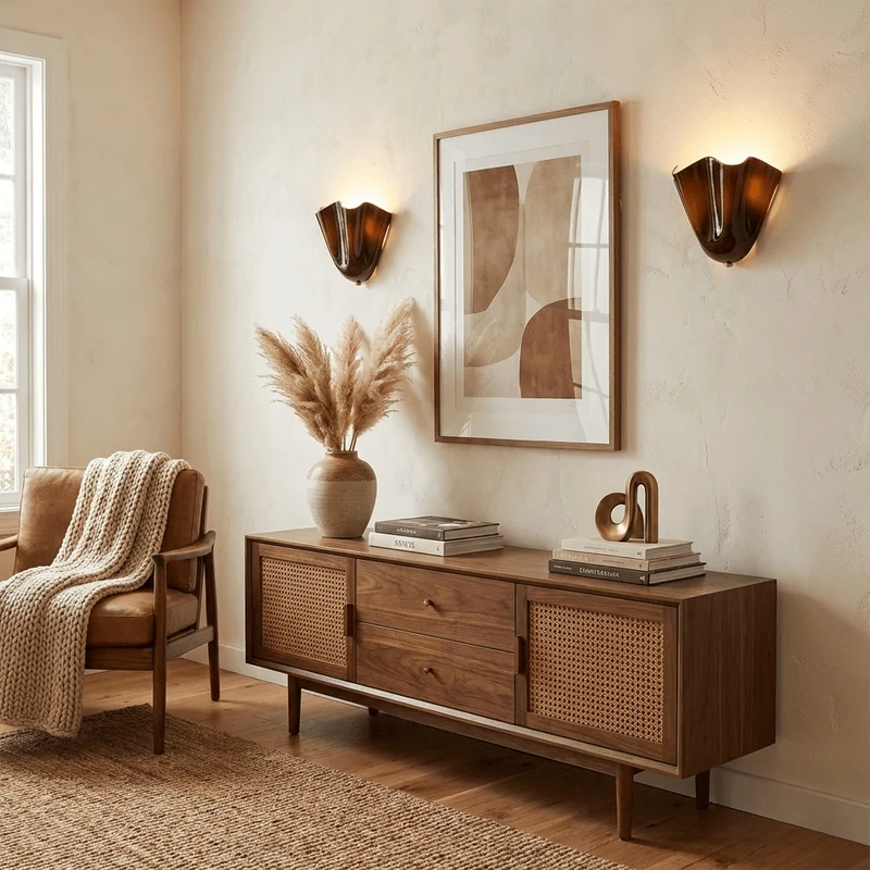Petalia Wandlamp — Sculptural Petal-Geïnspireerde Glazen Wandverlichting met G9 Fitting en Hardwired Installatie (28 × 25 × 13 cm) | Sansoti
