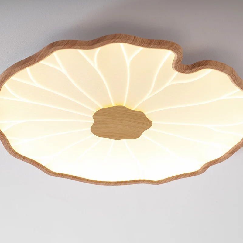 Plafondlamp Lotusbladmotief – Acryl Afwerking 6 Maten Houtnerf Warmwit Scandinavisch Design Eetkamerlamp | Sansoti