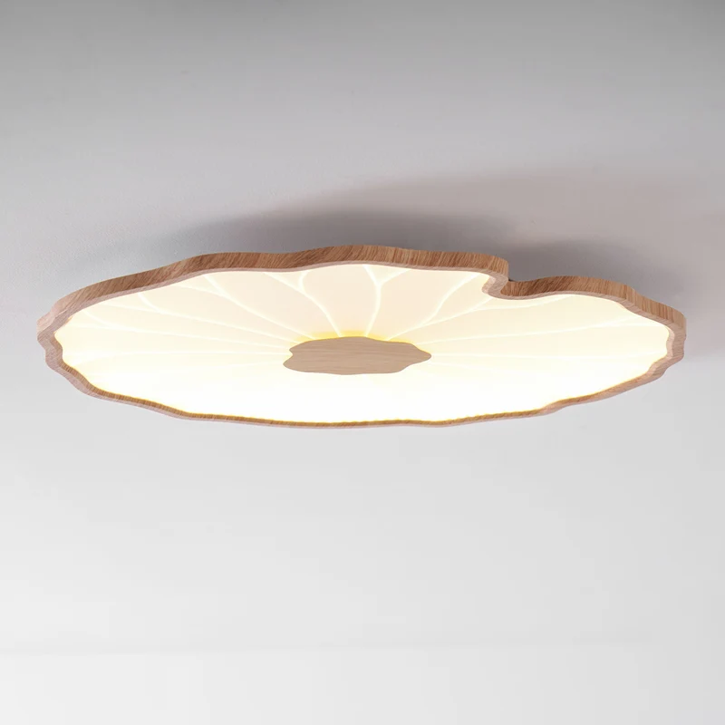 Plafondlamp Lotusbladmotief – Acryl Afwerking 6 Maten Houtnerf Warmwit Scandinavisch Design Eetkamerlamp | Sansoti