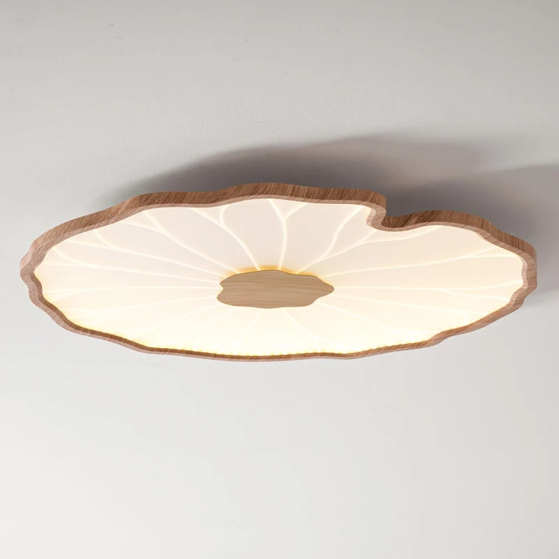 Plafondlamp Lotusbladmotief – Acryl Afwerking 6 Maten Houtnerf Warmwit Scandinavisch Design Eetkamerlamp | Sansoti