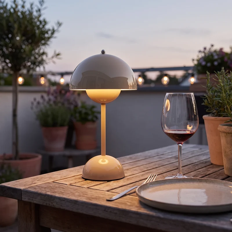 Tafellamp Buiten Terras Draadloos Oplaadbaar Dimbaar LED Warm Wit 30 cm Bijzettafel Balkon | Sansoti