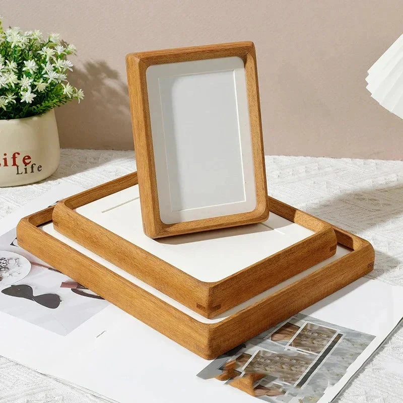Fotolijst A4 Massief Hout Walnoot Afgeronde Hoeken 21x29,7 cm Acrylglas Staand Hangend | Sansoti