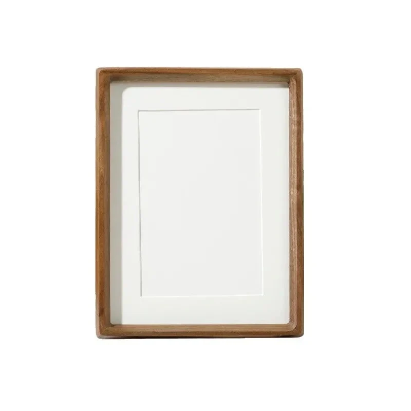 Fotolijst A4 Massief Hout Walnoot Afgeronde Hoeken 21x29,7 cm Acrylglas Staand Hangend | Sansoti