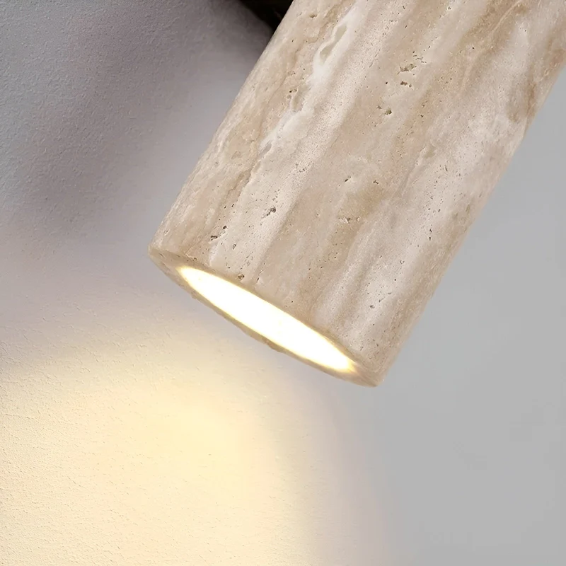 Wandlamp Slaapkamer LED Travertin Natuursteen 28-32 cm Warm Wit Up- en Downlight Bedlamp | Sansoti
