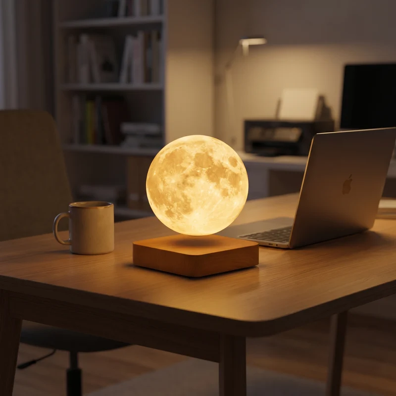Zwevende Maanlamp Bureau LED Draadloos Oplaadbaar Dimbaar Levitatie Sfeerverlichting Modern | Sansoti
