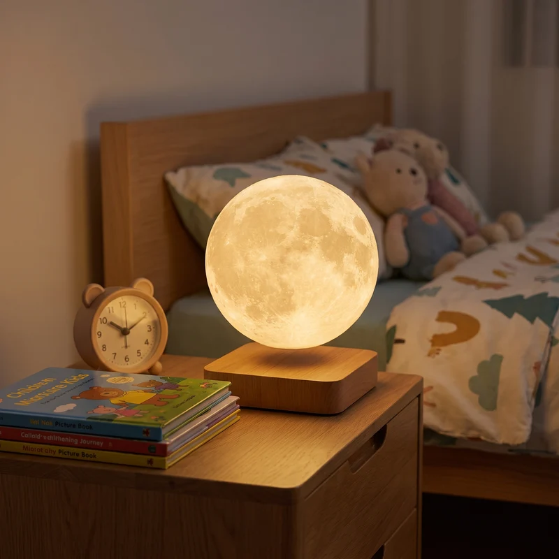 Nachtlamp Kinderkamer Maan LED Dimbaar Draadloos Oplaadbaar Maanlamp Sfeerverlichting Slaapkamer | Sansoti