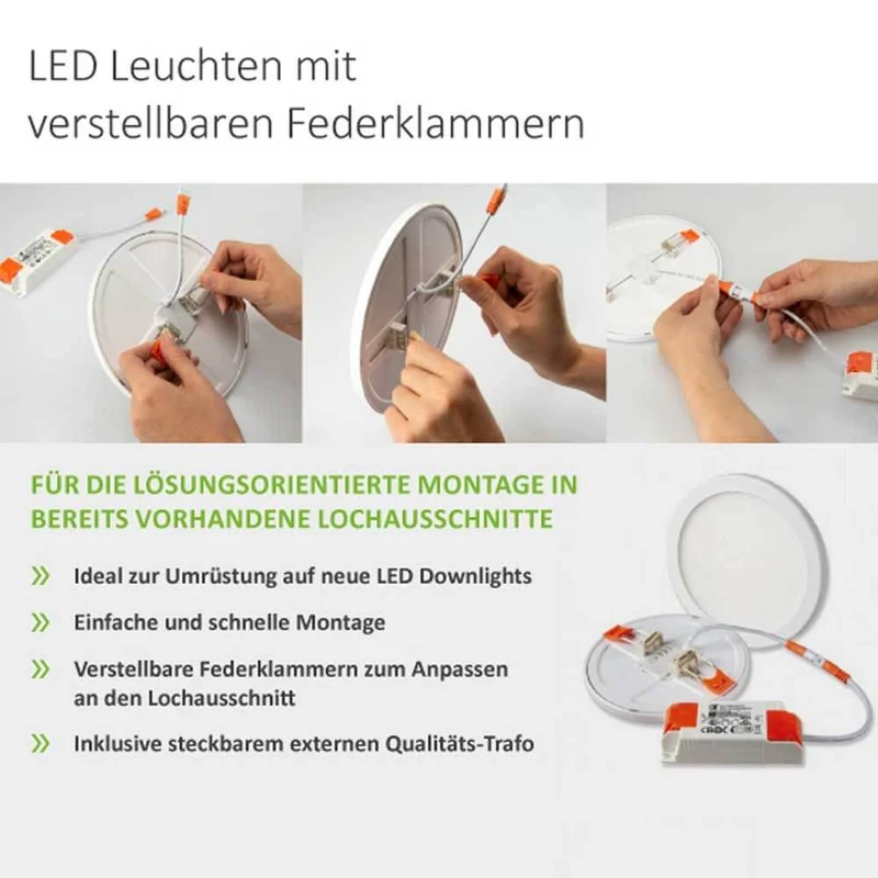 Einbau LED-Panel Ø 23cm Flex Dimmbar 23W Ausschnitt 5-21cm Neutralweiß