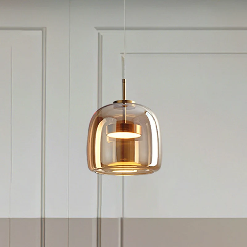 Retro Hanglamp Glas en Metaal Goudkleur LED Verlichting Slaapkamer Woonkamer Eetkamer Vintage Stijl Design | Sansoti