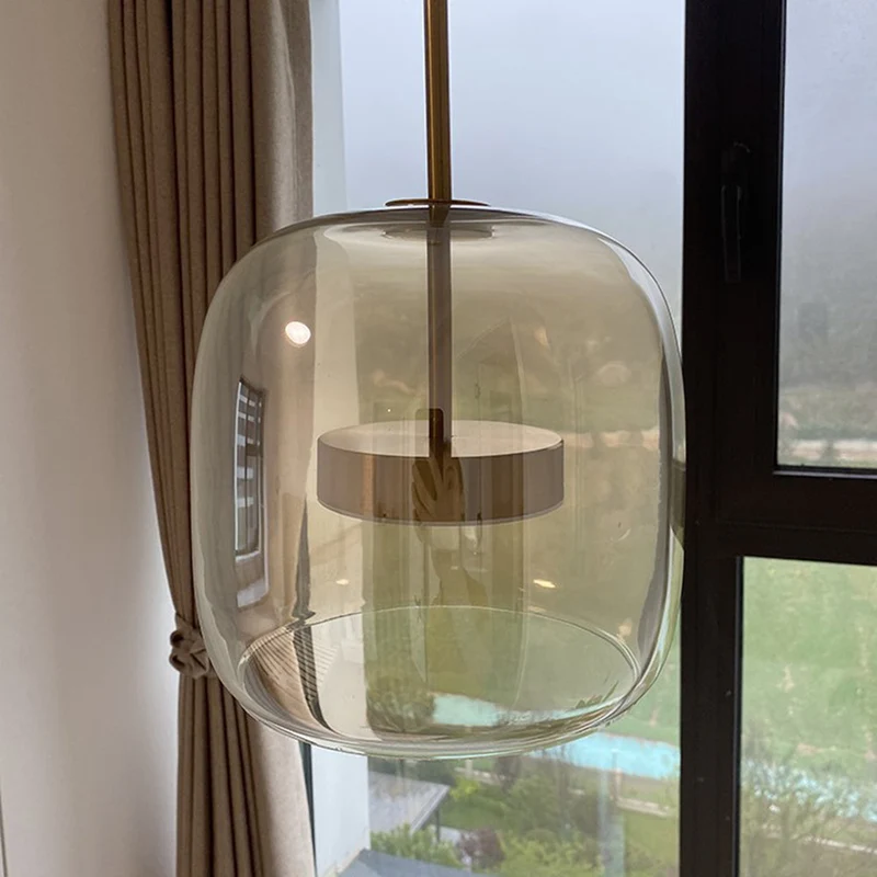 Retro Hanglamp Glas en Metaal Goudkleur LED Verlichting Slaapkamer Woonkamer Eetkamer Vintage Stijl Design | Sansoti