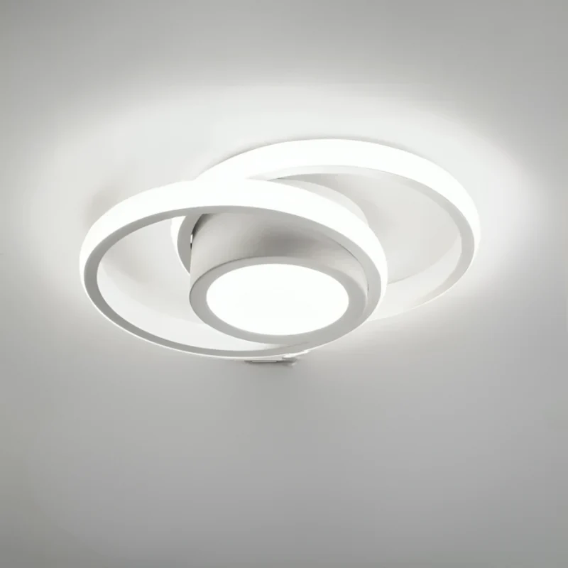 LED Plafondlamp Twee Ringen Design Warm Wit 18W Aluminium Acryl Modern Hal Gang Kantoor Balkon Verlichting | Sansoti