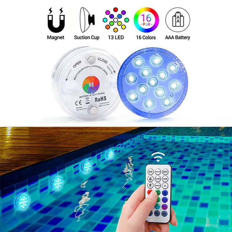 Magnetische Onderwaterverlichting LED Zwembad 12 Kleuren met Afstandsbediening Drijvend Waterdicht Sfeerverlichting | Sansoti