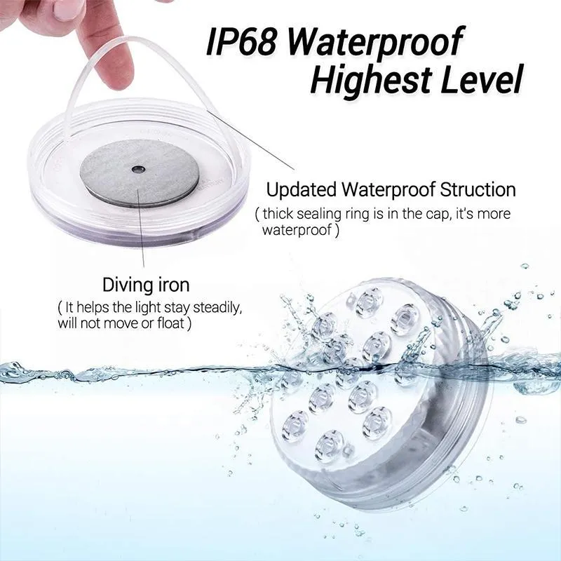 Magnetische Onderwaterverlichting LED Zwembad 12 Kleuren met Afstandsbediening Drijvend Waterdicht Sfeerverlichting | Sansoti