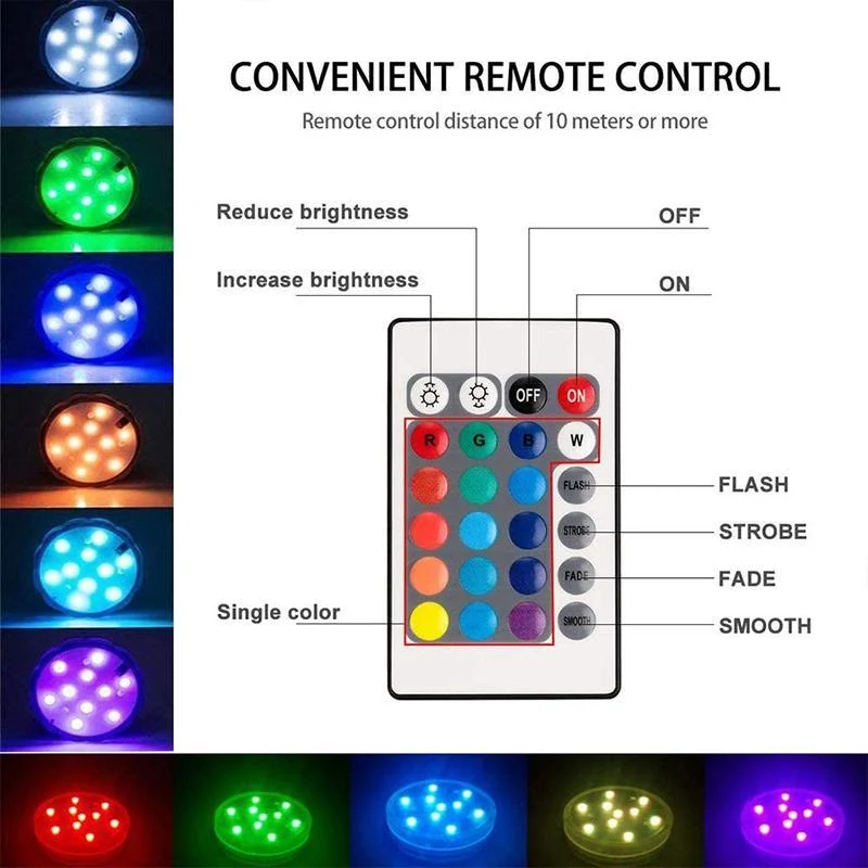 Magnetische Onderwaterverlichting LED Zwembad 12 Kleuren met Afstandsbediening Drijvend Waterdicht Sfeerverlichting | Sansoti