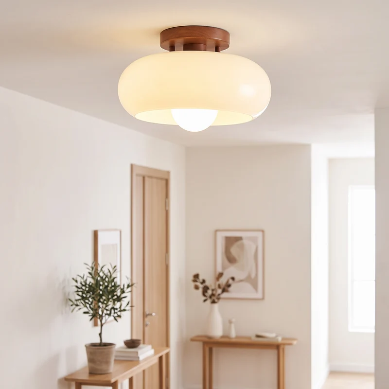 Plafonnière Hal Gang Rond Opaalglas 20-28 cm E27 Warm Wit Flush Mount Scandinavisch | Sansoti