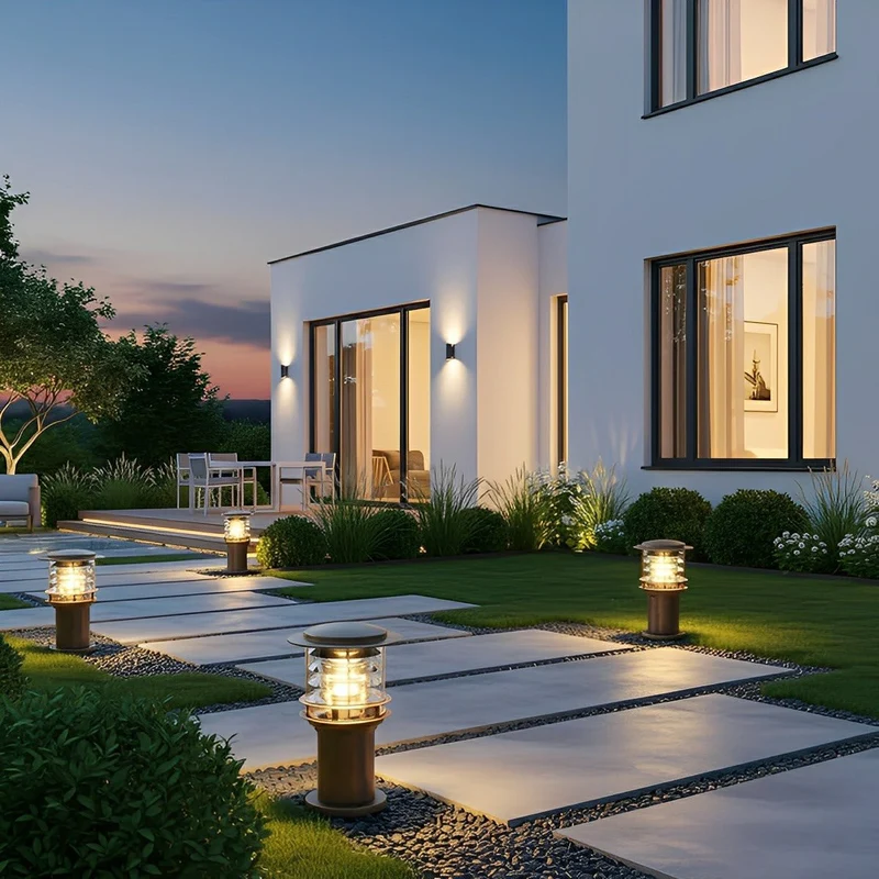 Solar Staande Buitenlamp Cilinder IP65 Waterdicht Aluminium Zwart Brons voor Oprit Pad en Terras | Sansoti
