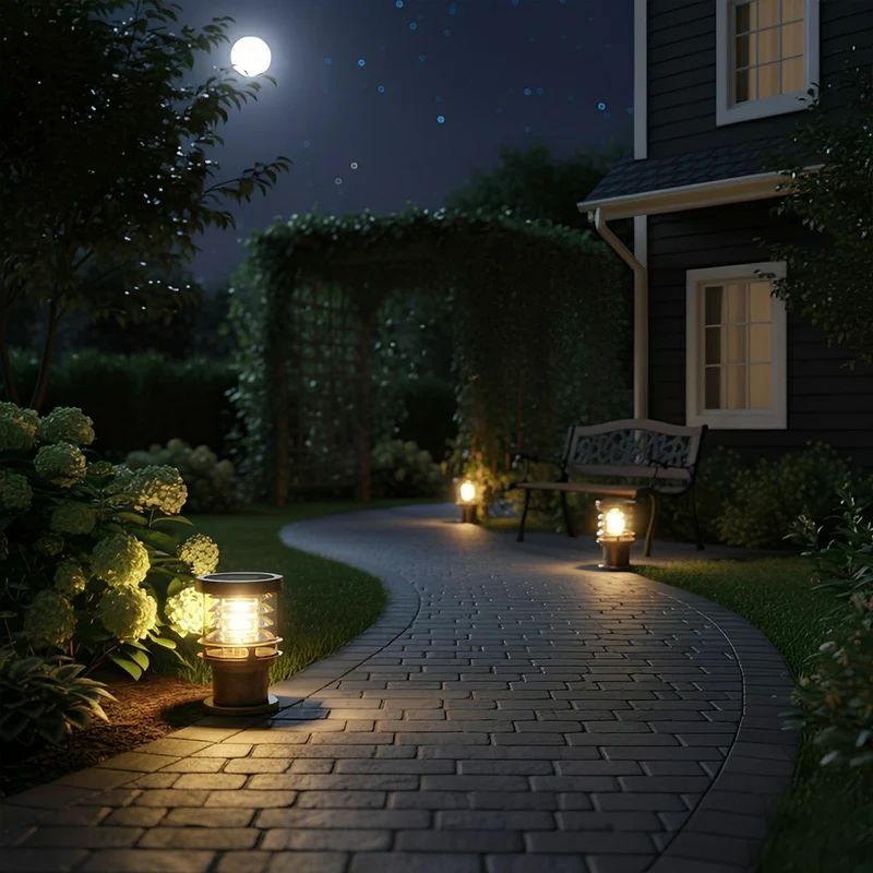 Solar Staande Buitenlamp Cilinder IP65 Waterdicht Aluminium Zwart Brons voor Oprit Pad en Terras | Sansoti