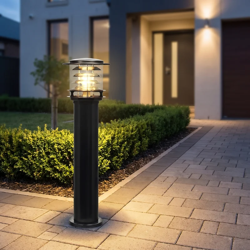 Solar Staande Buitenlamp Cilinder IP65 Waterdicht Aluminium Zwart Brons voor Oprit Pad en Terras | Sansoti