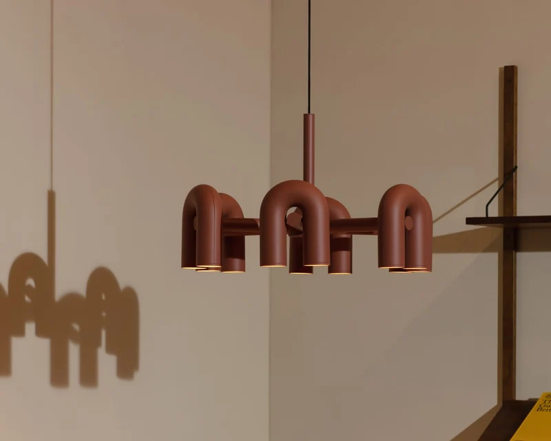 Modulaire Kroonluchter met U-Vormige Armen – Verstelbaar Design – Zwart, Grijs, Oranje of Blauw – 3, 4, 6 of 8 Lichtpunten – Modern Statement | Sansoti