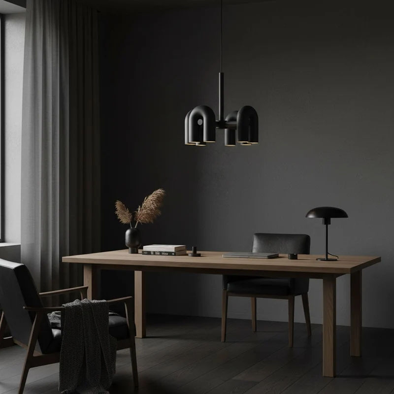 Modulaire Kroonluchter met U-Vormige Armen – Verstelbaar Design – Zwart, Grijs, Oranje of Blauw – 3, 4, 6 of 8 Lichtpunten – Modern Statement | Sansoti