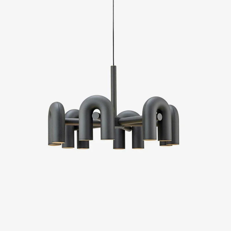Modulaire Kroonluchter met U-Vormige Armen – Verstelbaar Design – Zwart, Grijs, Oranje of Blauw – 3, 4, 6 of 8 Lichtpunten – Modern Statement | Sansoti