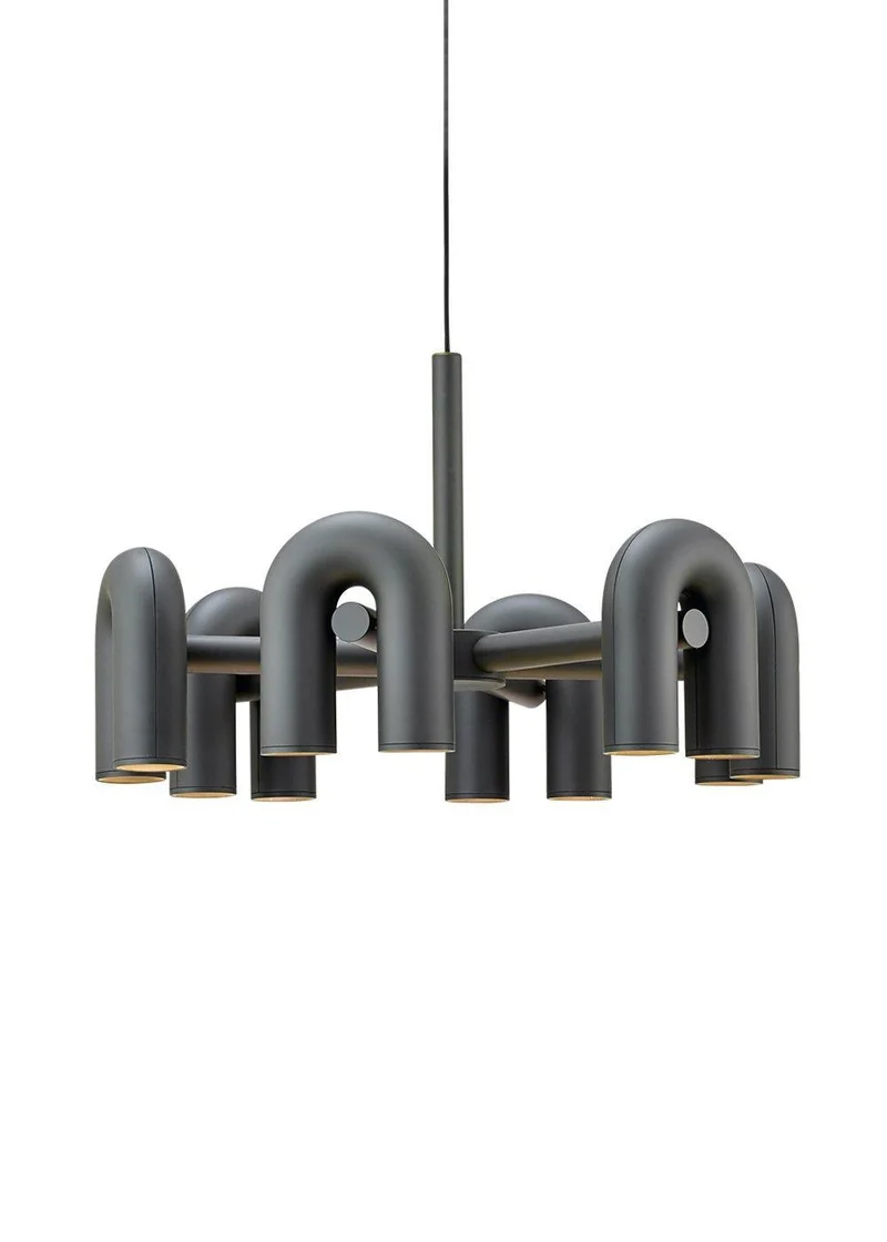 Modulaire Kroonluchter met U-Vormige Armen – Verstelbaar Design – Zwart, Grijs, Oranje of Blauw – 3, 4, 6 of 8 Lichtpunten – Modern Statement | Sansoti