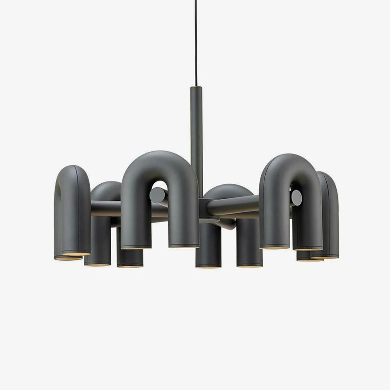 Modulaire Kroonluchter met U-Vormige Armen – Verstelbaar Design – Zwart, Grijs, Oranje of Blauw – 3, 4, 6 of 8 Lichtpunten – Modern Statement | Sansoti