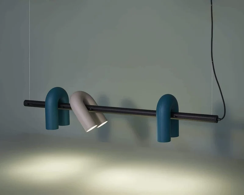Modulaire Kroonluchter met U-Vormige Armen – Verstelbaar Design – Zwart, Grijs, Oranje of Blauw – 3, 4, 6 of 8 Lichtpunten – Modern Statement | Sansoti