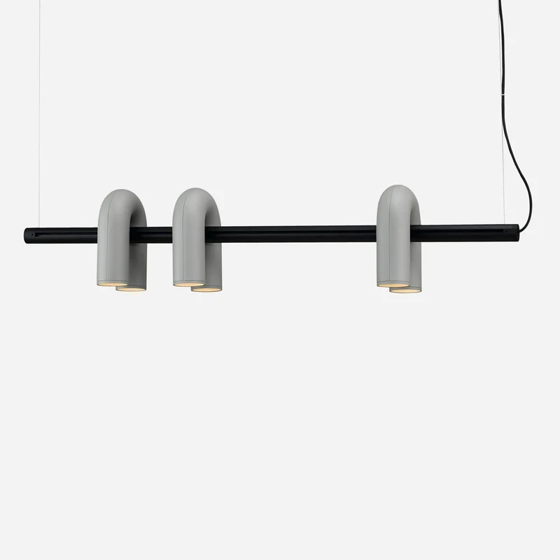 Modulaire Kroonluchter met U-Vormige Armen – Verstelbaar Design – Zwart, Grijs, Oranje of Blauw – 3, 4, 6 of 8 Lichtpunten – Modern Statement | Sansoti