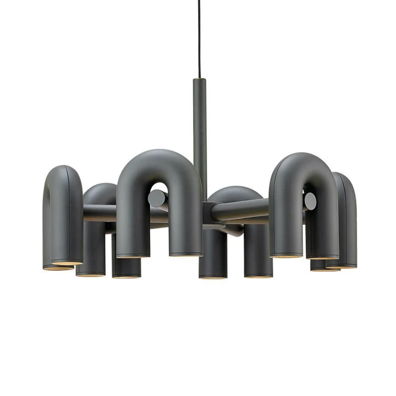 Modulaire Kroonluchter met U-Vormige Armen – Verstelbaar Design – Zwart, Grijs, Oranje of Blauw – 3, 4, 6 of 8 Lichtpunten – Modern Statement | Sansoti