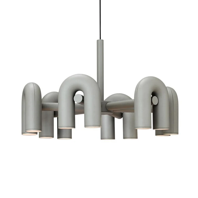 Modulaire Kroonluchter met U-Vormige Armen – Verstelbaar Design – Zwart, Grijs, Oranje of Blauw – 3, 4, 6 of 8 Lichtpunten – Modern Statement | Sansoti