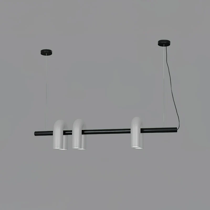 Modulaire Kroonluchter met U-Vormige Armen – Verstelbaar Design – Zwart, Grijs, Oranje of Blauw – 3, 4, 6 of 8 Lichtpunten – Modern Statement | Sansoti
