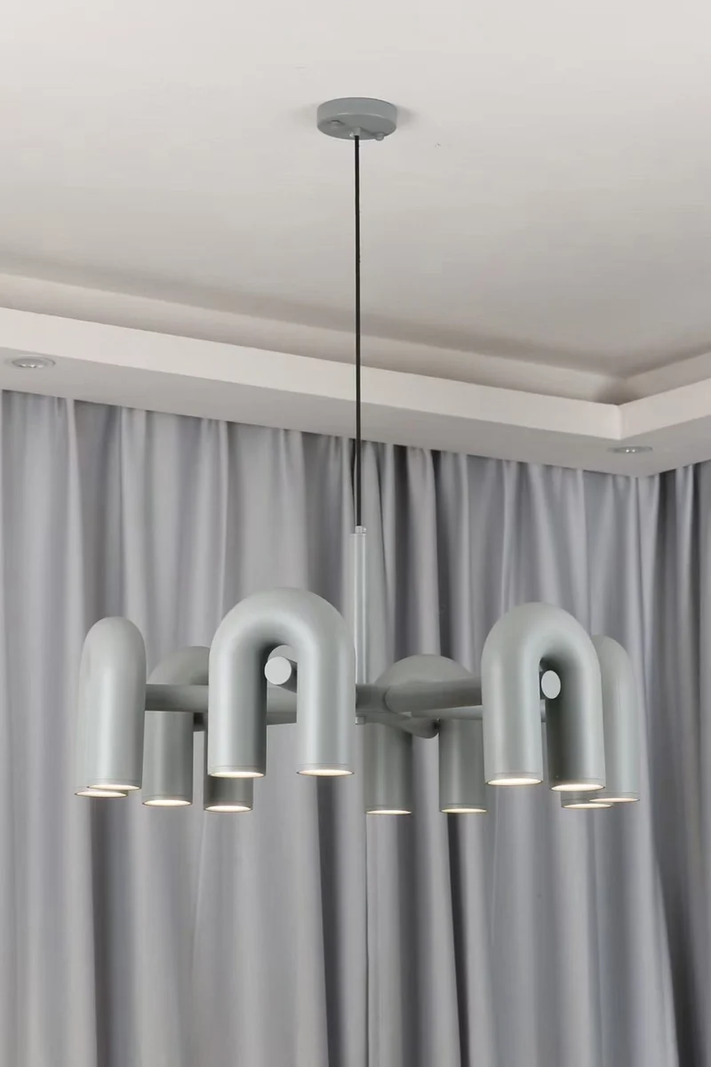 Modulaire Kroonluchter met U-Vormige Armen – Verstelbaar Design – Zwart, Grijs, Oranje of Blauw – 3, 4, 6 of 8 Lichtpunten – Modern Statement | Sansoti