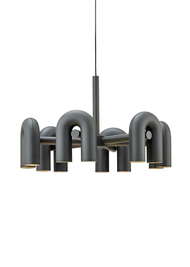 Modulaire Kroonluchter met U-Vormige Armen – Verstelbaar Design – Zwart, Grijs, Oranje of Blauw – 3, 4, 6 of 8 Lichtpunten – Modern Statement | Sansoti
