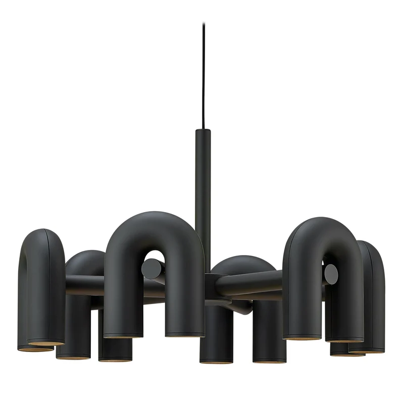 Modulaire Kroonluchter met U-Vormige Armen – Verstelbaar Design – Zwart, Grijs, Oranje of Blauw – 3, 4, 6 of 8 Lichtpunten – Modern Statement | Sansoti