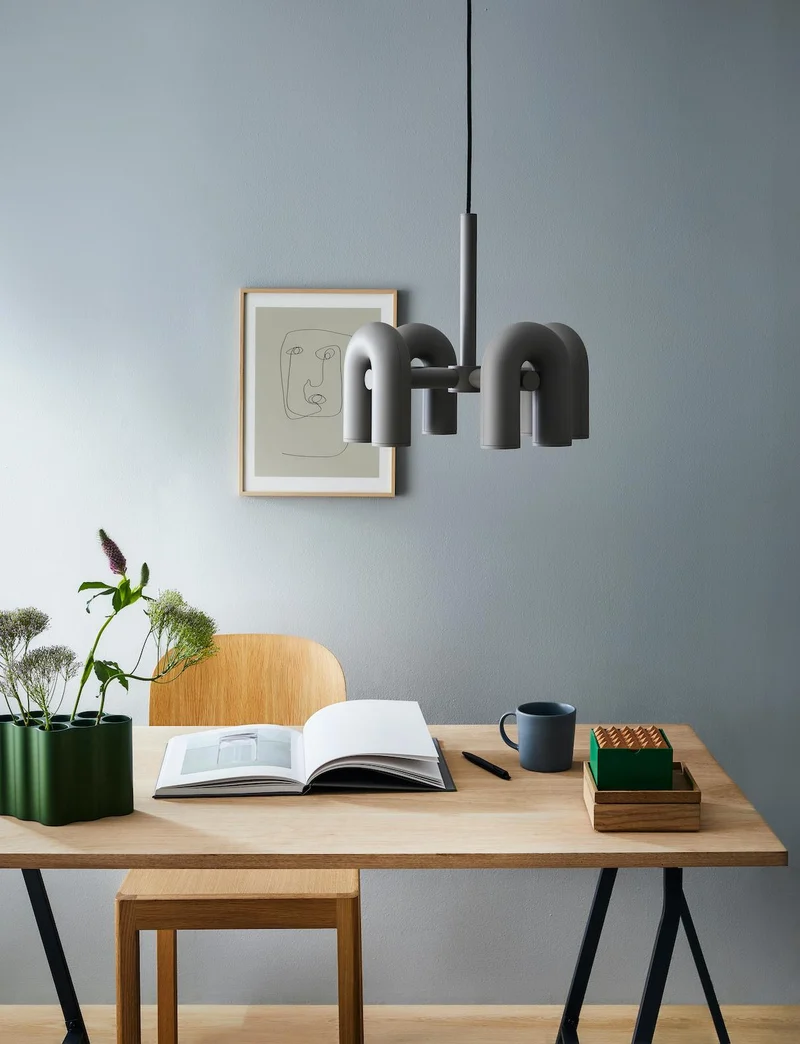 Modulaire Kroonluchter met U-Vormige Armen – Verstelbaar Design – Zwart, Grijs, Oranje of Blauw – 3, 4, 6 of 8 Lichtpunten – Modern Statement | Sansoti