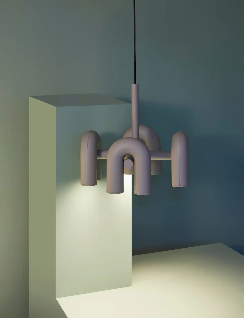 Modulaire Kroonluchter met U-Vormige Armen – Verstelbaar Design – Zwart, Grijs, Oranje of Blauw – 3, 4, 6 of 8 Lichtpunten – Modern Statement | Sansoti