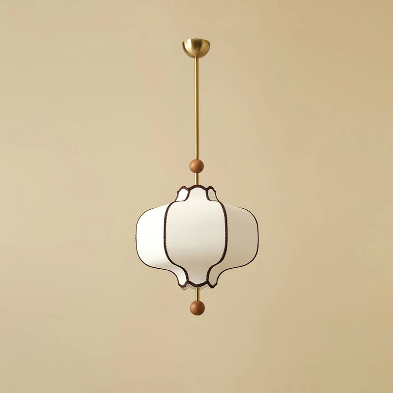 Stoffen Hanglamp met Lantaarnvorm – Walnoot of Goud Frame – 25 tot 50 cm – Scandinavisch Design Plafondlamp | Sansoti