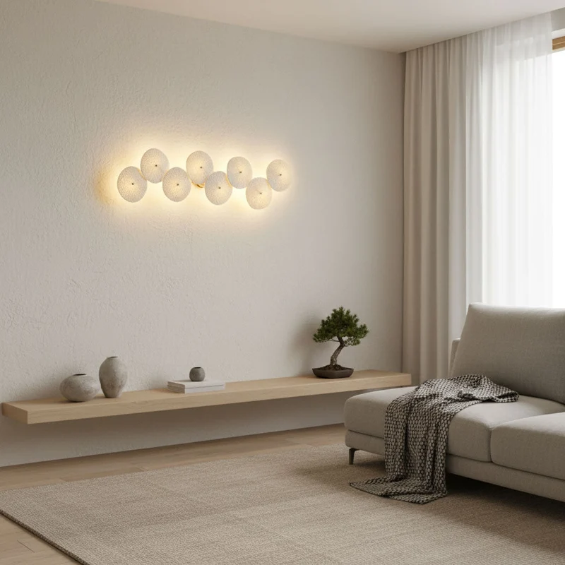 Keramische Lotusbloem Wandlamp met Gouden Armatuur – Cascade Lichteffect voor Stijlvolle Verlichting | Sansoti