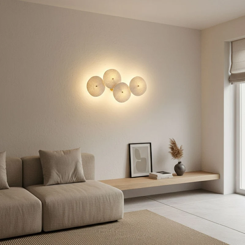 Keramische Lotusbloem Wandlamp met Gouden Armatuur – Cascade Lichteffect voor Stijlvolle Verlichting | Sansoti