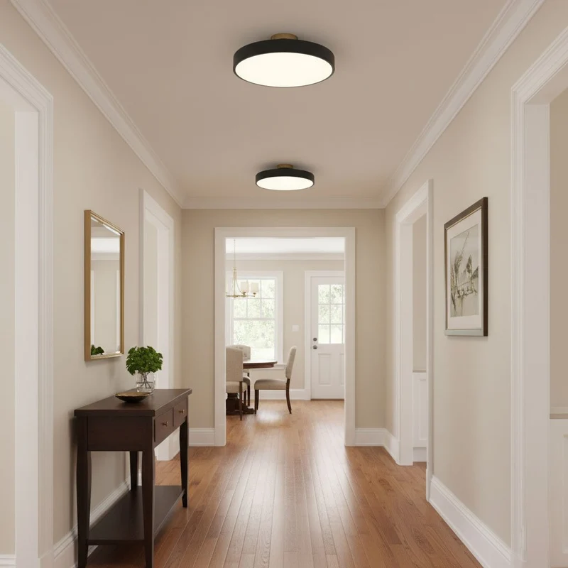 Isla Plafondlamp — Ronde Flush-Mount LED Plafonnière met Zwart Metalen Armatuur en Witte Diffuser | Ideaal voor Eetkamers, Kantoren en Moderne Interieurs | Verkrijgbaar in Zes Kleuren | Sansoti