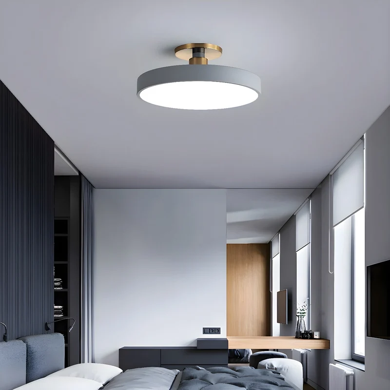 Isla Plafondlamp — Ronde Flush-Mount LED Plafonnière met Zwart Metalen Armatuur en Witte Diffuser | Ideaal voor Eetkamers, Kantoren en Moderne Interieurs | Verkrijgbaar in Zes Kleuren | Sansoti