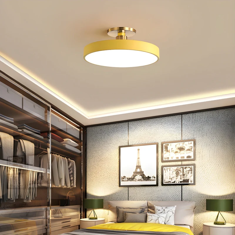 Isla Plafondlamp — Ronde Flush-Mount LED Plafonnière met Zwart Metalen Armatuur en Witte Diffuser | Ideaal voor Eetkamers, Kantoren en Moderne Interieurs | Verkrijgbaar in Zes Kleuren | Sansoti